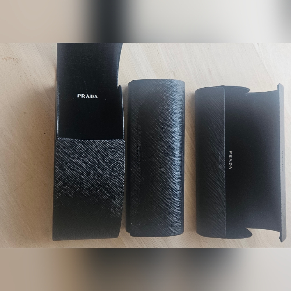 Prada Black Leather Sunglasses Case Set of 3